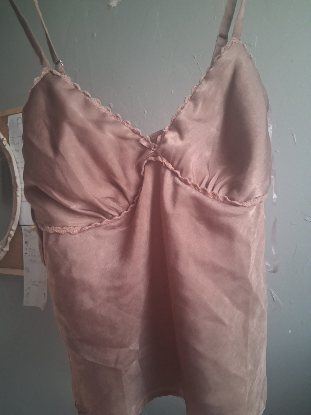 No Boundaries Blush Satin Lace-Trim Slip Cami